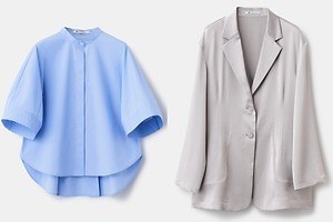 プラステ×ハルノブムラタ、ヴィンテージ風コットンのボリュームシャツ＆光沢サテンジャケット