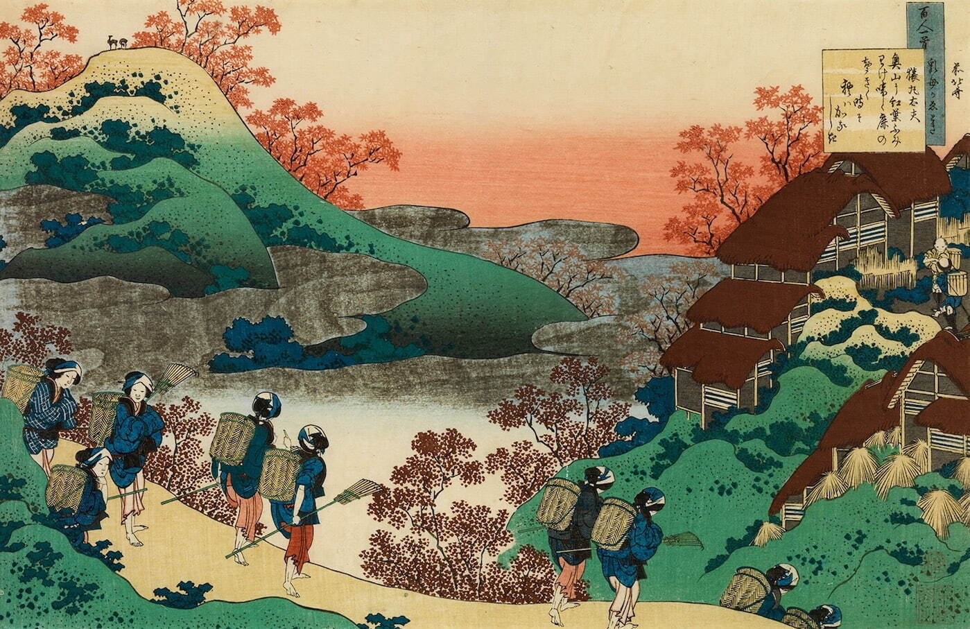 葛飾北斎 《百人一首乳母かゑとき 猿丸太夫》 すみだ北斎美術館蔵 ［通期展示(半期で同タイトルの作品に展示替え)］