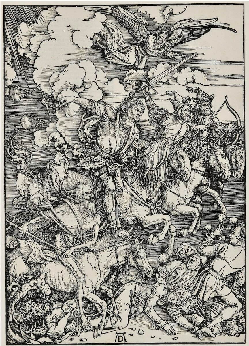 アルブレヒト・デューラー 『黙示録』より《四人の騎者》 1511年刊
木版、紙 町田市立国際版画美術館蔵