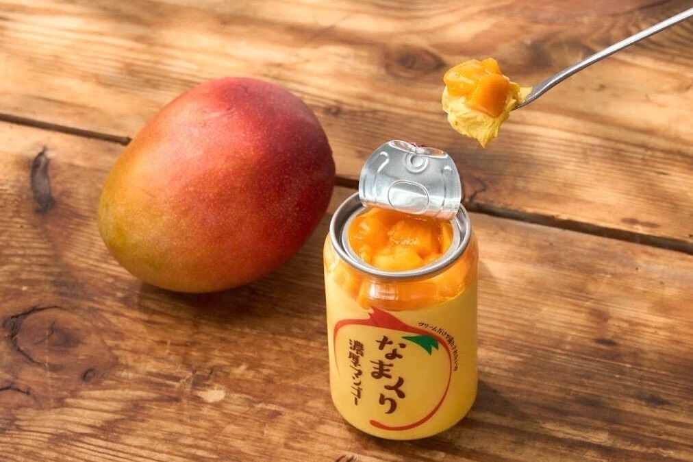 スイーツ(デザート・おやつ)｜生クリームだけのスイーツ缶「なまくり」濃厚マンゴークリーム×ごろっと果肉の夏限定フレーバー
