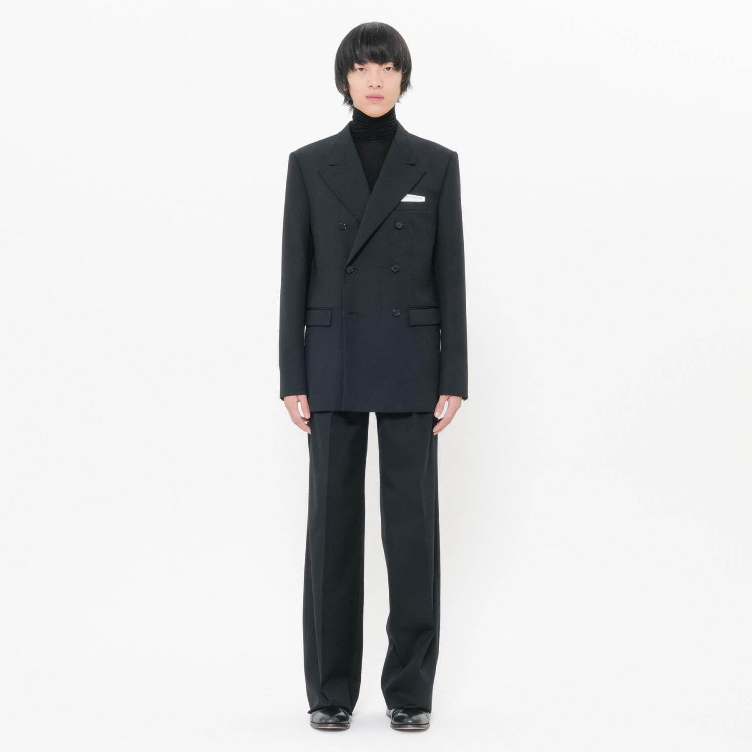 ブラック ギャバジン ウール ダブルブレステッド ブレザー 135,300円