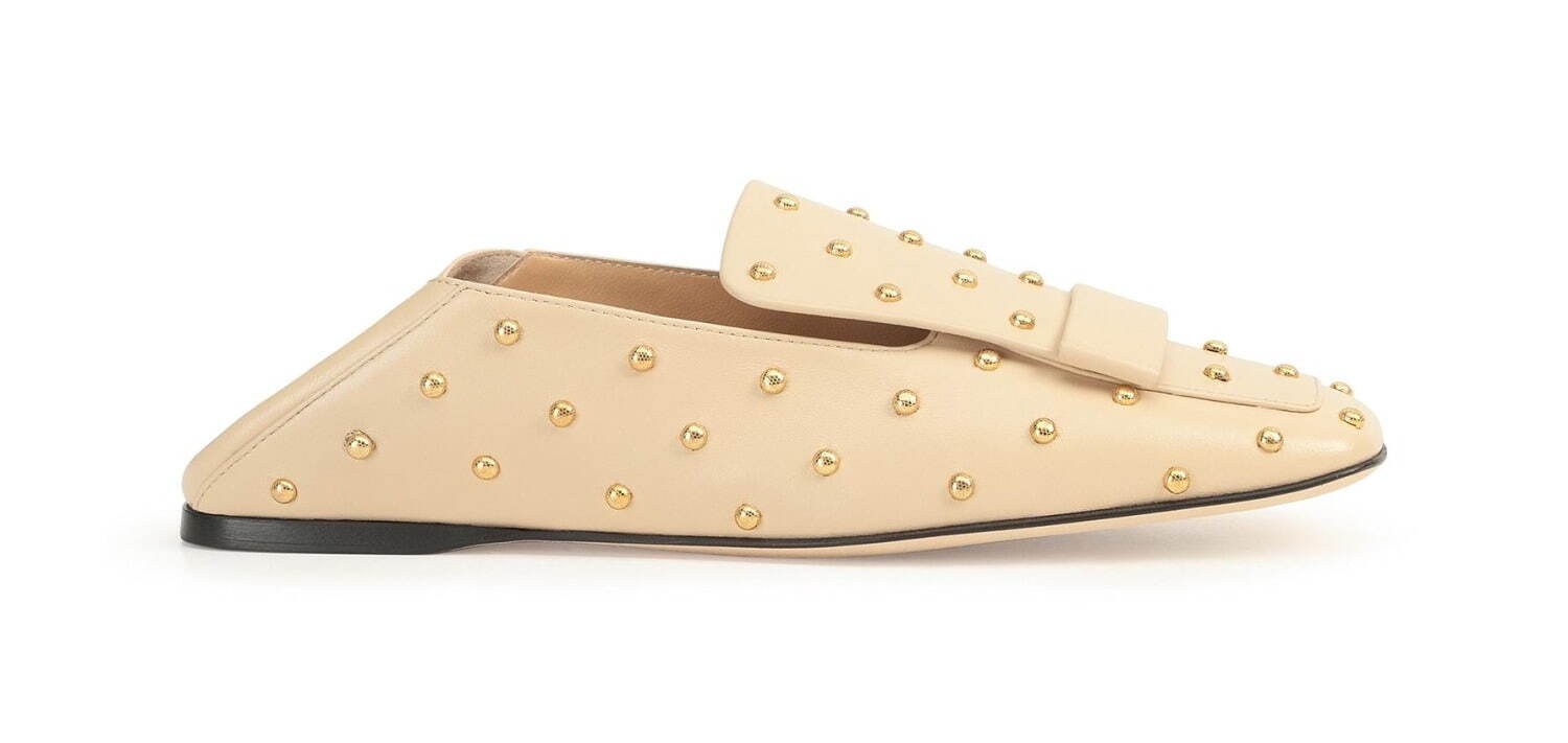 セルジオ ロッシ“金色スタッズ”のドット柄シューズ、ヒールパンプス＆レザースリッパ｜写真13