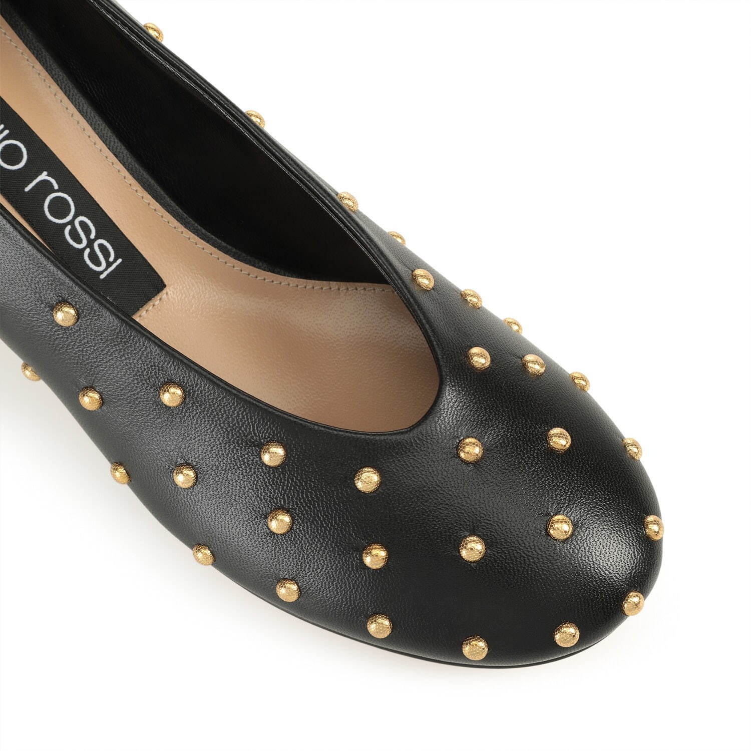 セルジオ ロッシ“金色スタッズ”のドット柄シューズ、ヒールパンプス＆レザースリッパ｜写真12