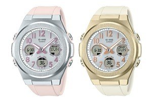 BABY-G「ジーミズ」ニュアンスカラーのソーラー腕時計、ピンクバンド×シルバーヘゼルなど