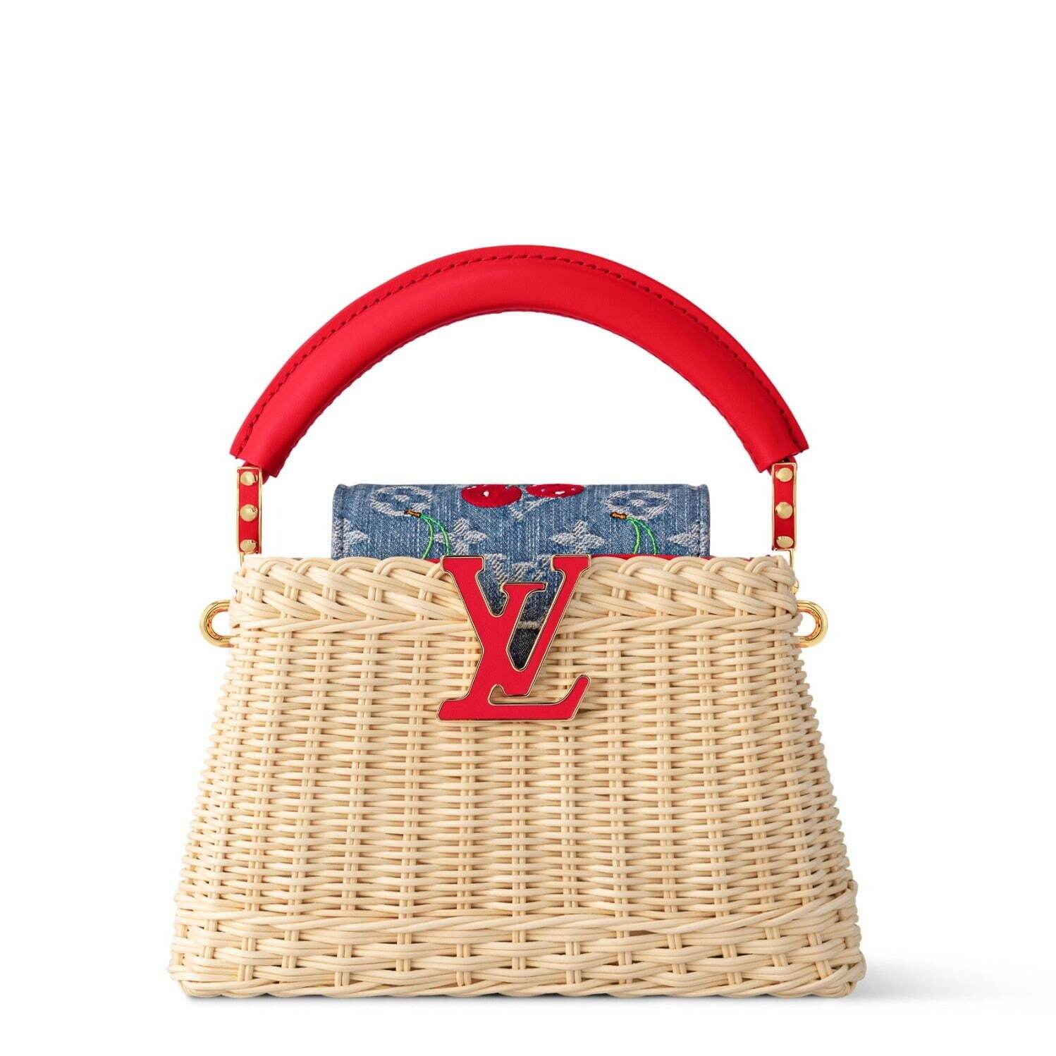 【フォルムが可愛い】Louis Vuitton × 村上隆 ミニ バムバッグ ルイ・ヴィトン × 村上隆、真っ赤なチェリー刺繍のデニム