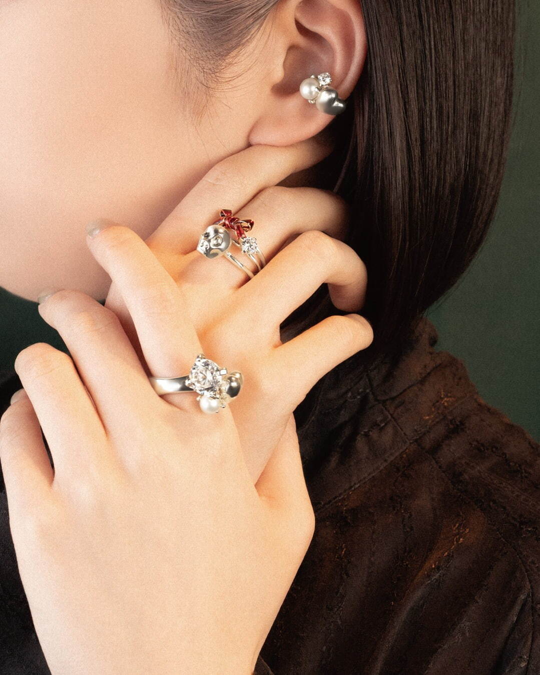 e.m.“ぷっくり”真っ赤なハートジュエリー、イチゴ煌めく3連リングやワンポイントピアスも｜写真38