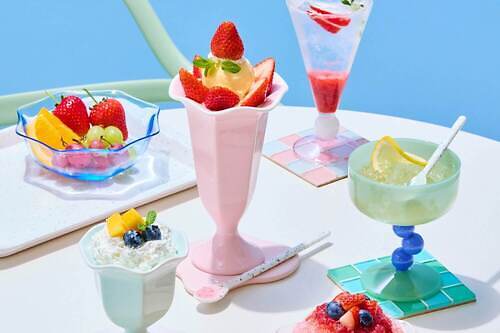フランフランの“涼し気”テーブルウェア、パステルカラーのデザート食器やドット柄ガラスボウル