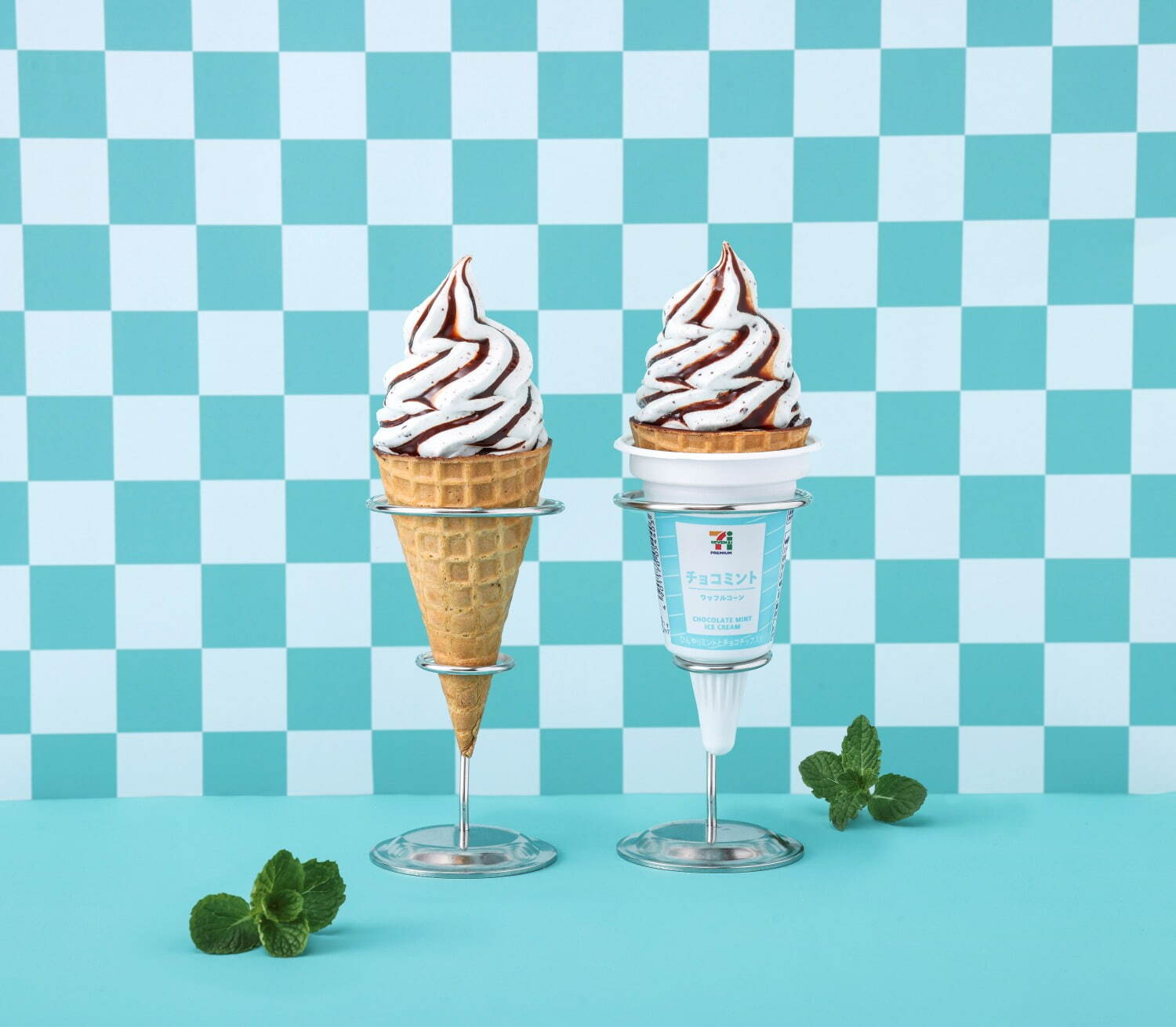 「セブンプレミアム ワッフルコーンチョコミント」289円