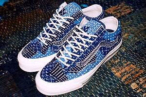 VANS×ファンダメンタル“刺し子”着想スニーカー、藍色ニットアッパー「オールドスクール」など | ヴァンズ