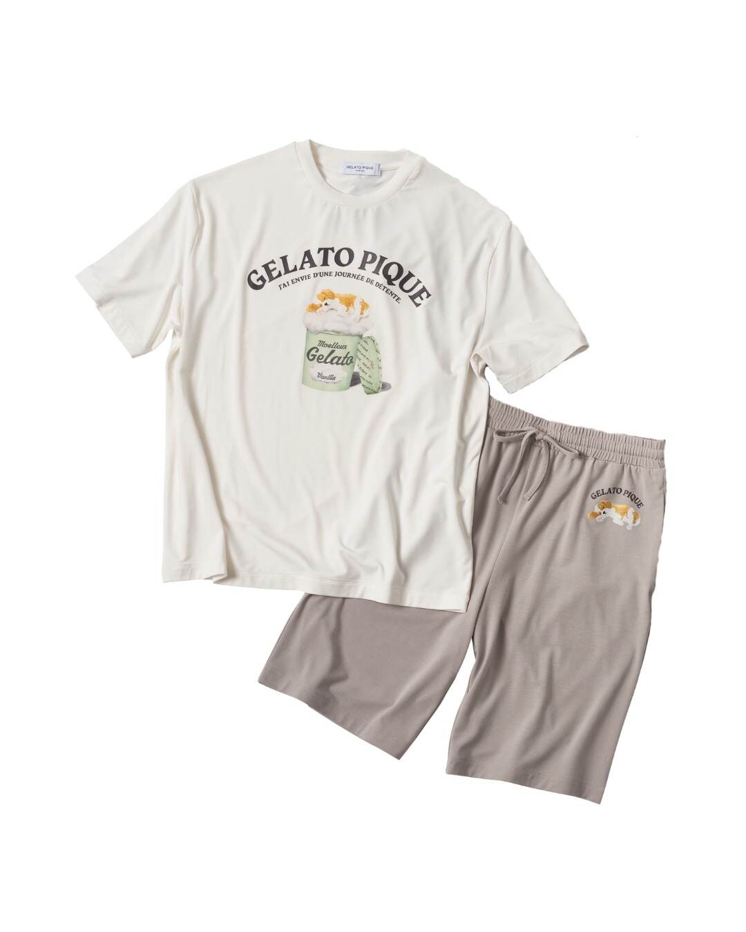 レーヨンスリーピングドッグワンポイントTシャツ 6,380円
レーヨンスリーピングドッグワンポイントハーフパンツ 6,380円