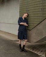 フィル ザ ビルのユナイテッドアローズ限定デニムセットアップ、ゆったり開襟シャツ＆ショーツ｜写真3