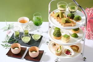 帝国ホテル 大阪×福寿園の厳選抹茶アフタヌーンティー、渋皮栗入り抹茶モンブランや"もちもち”水饅頭