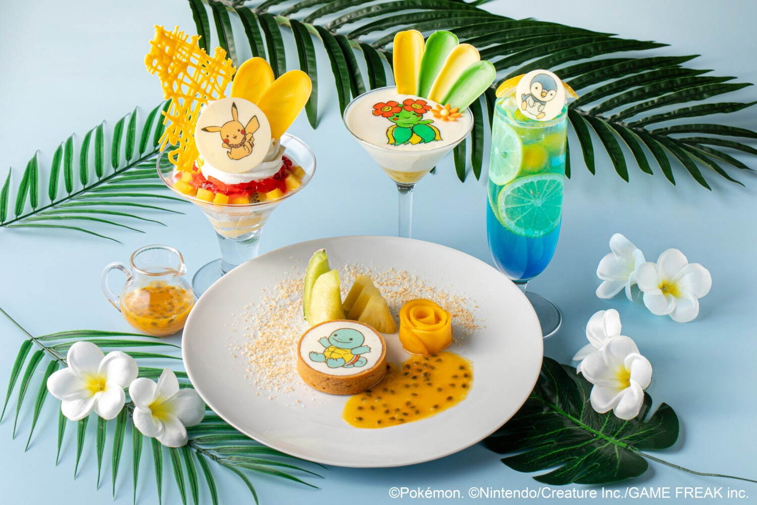 ピカチュウのヨーグルトジェラートパフェ セット 3,740円※1日8食限定
キレイハナのパンナコッタ セット 3,520円※1日8食限定
ゼニガメのリコッタチーズタルト セット 3,520円※1日8食限定