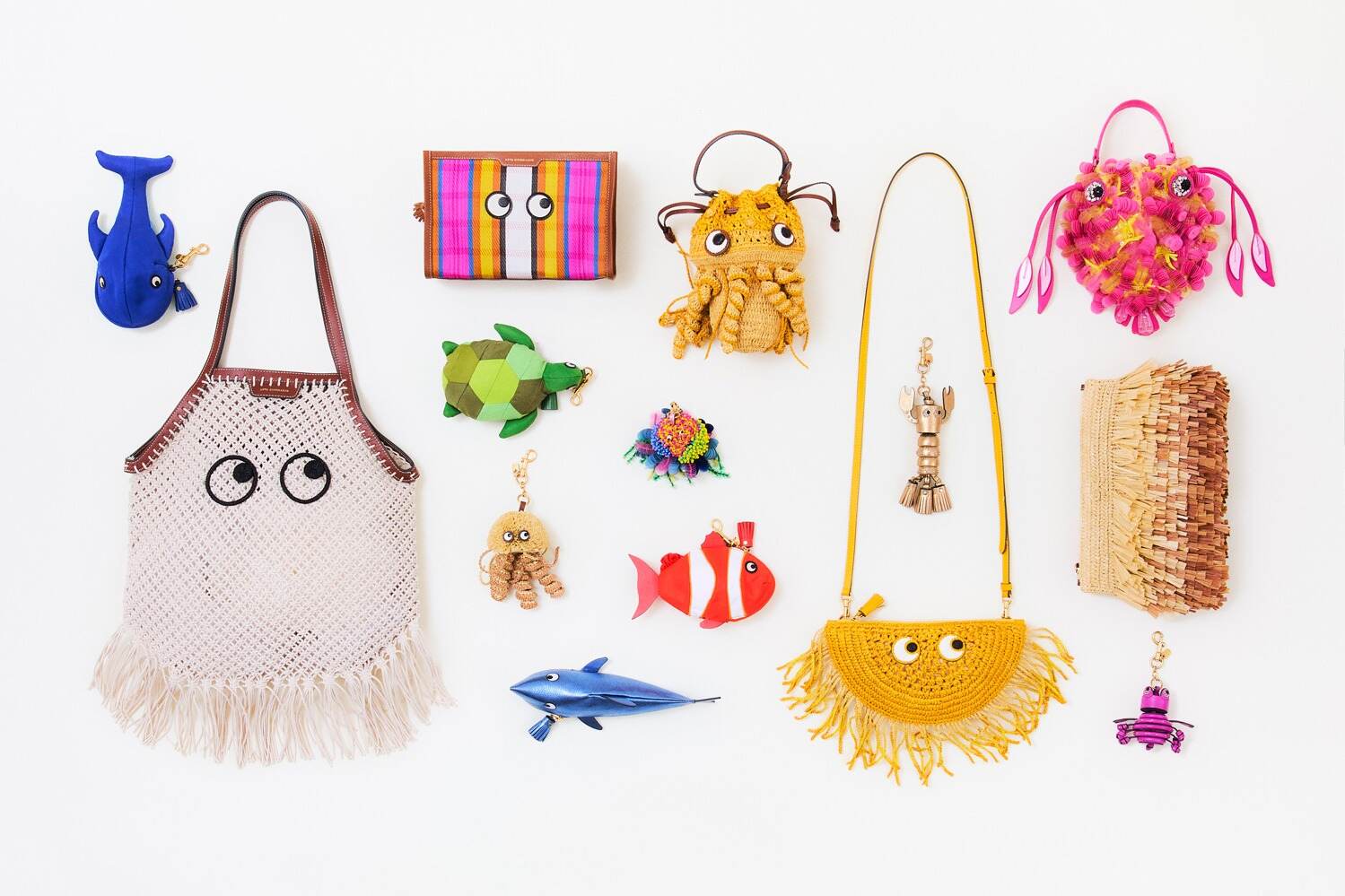 関税・送料込【Anya Hindmarch】ビーズ装飾 海の生き物チャーム アニヤ・ハインドマーチ「海の生き物」バッグ&アクセサリー