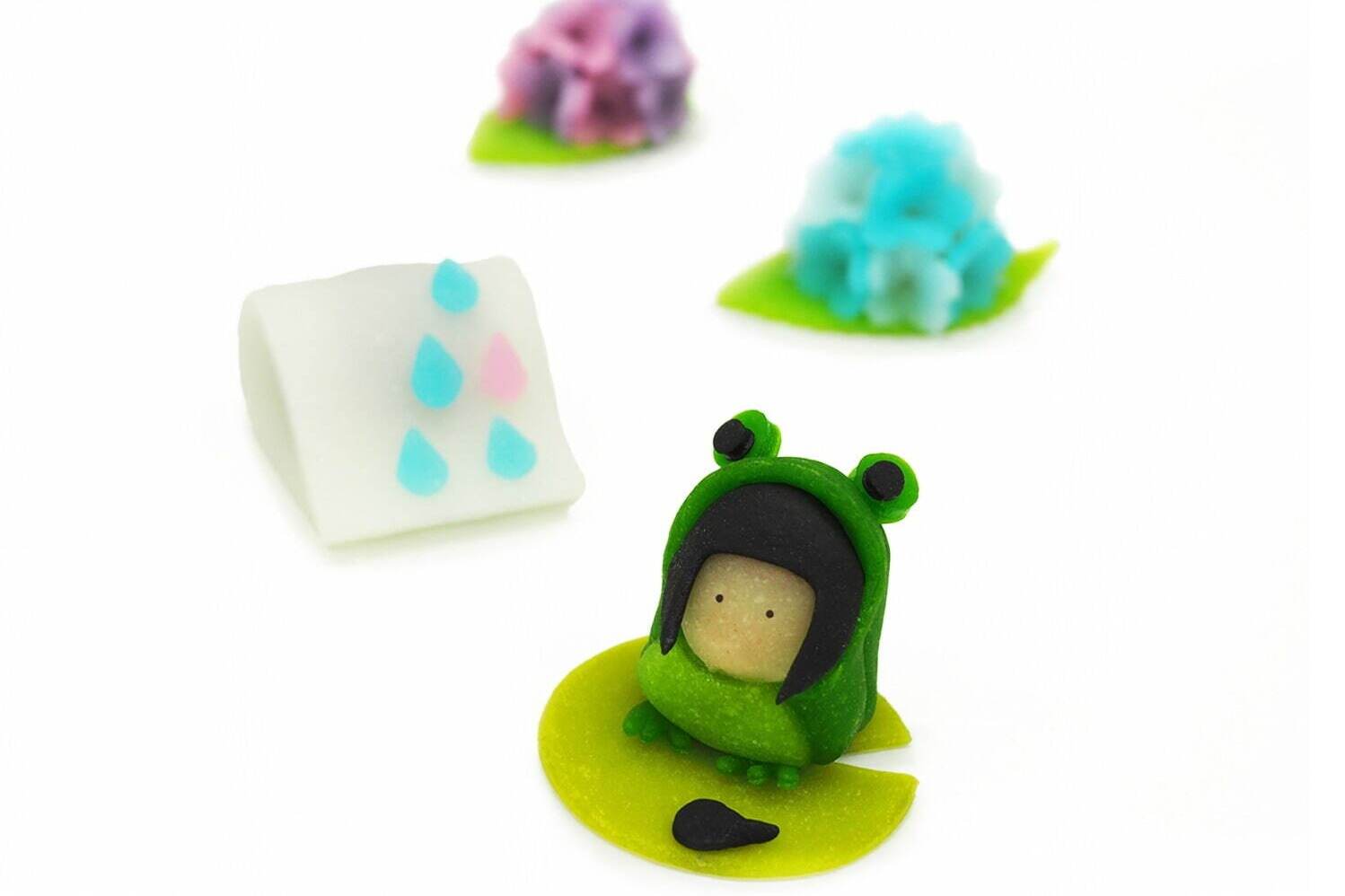 聖護院八ッ橋総本店の「ニキニキ」“カエルの女の子＆紫陽花”など梅雨モチーフの生八ッ橋、京都駅で