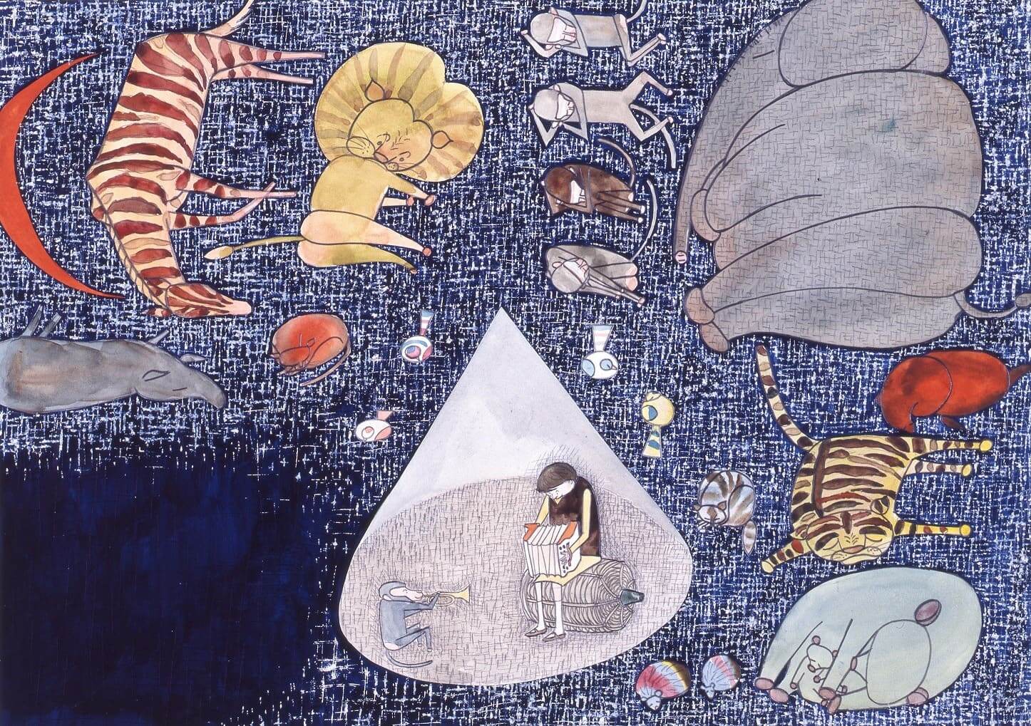 長新太《がんばれさるのさらんくん》 10-11頁原画 1958年 宮城県美術館蔵