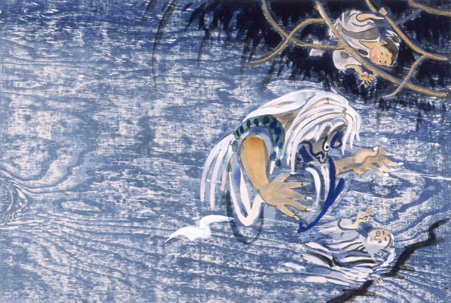 関野 凖一郎《うしかたとやまうば》 12-13頁原画 1972年 宮城県美術館蔵