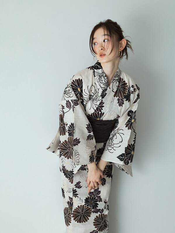 10%off❢ 身幅53【浴衣-扇面柄ワンピース＆ガウチョパンツ】セットアップ S～4Lサイズ／セットアップ／手洗い可】ジョーゼットガウチョ