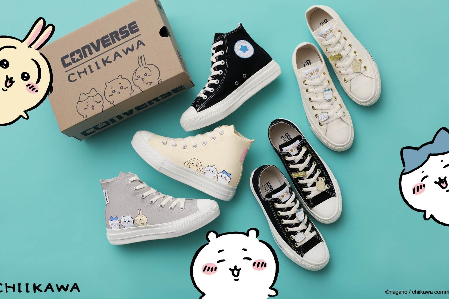 レビュー高評価商品 ちいかわ コンバース「オールスター」スニーカー第2弾、左右で × 靴