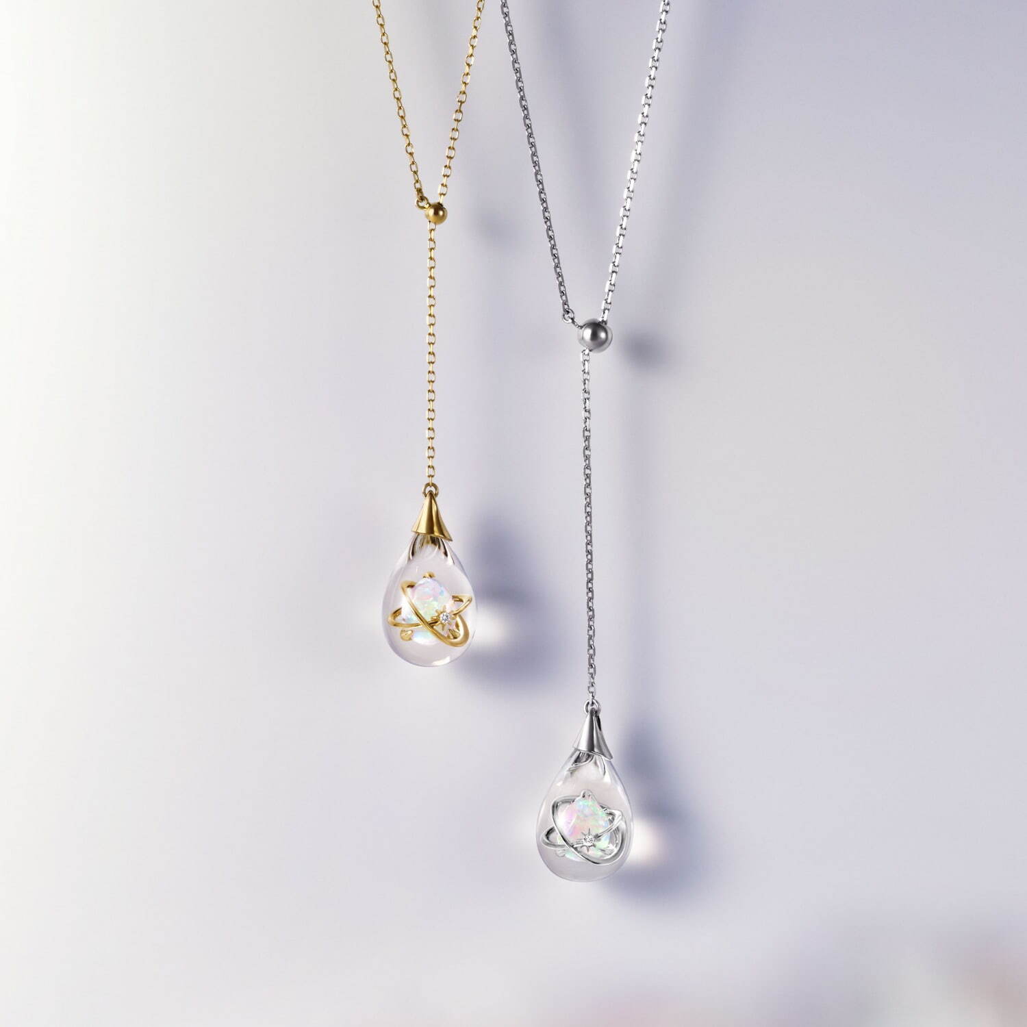 K10YG/アクリル シンセティックオパール/ダイヤモンドネックレス 71,500円
SV925(Pt1000 コーティング)/アクリル シンセティックオパール/ダイヤモンドネックレス 39,600円