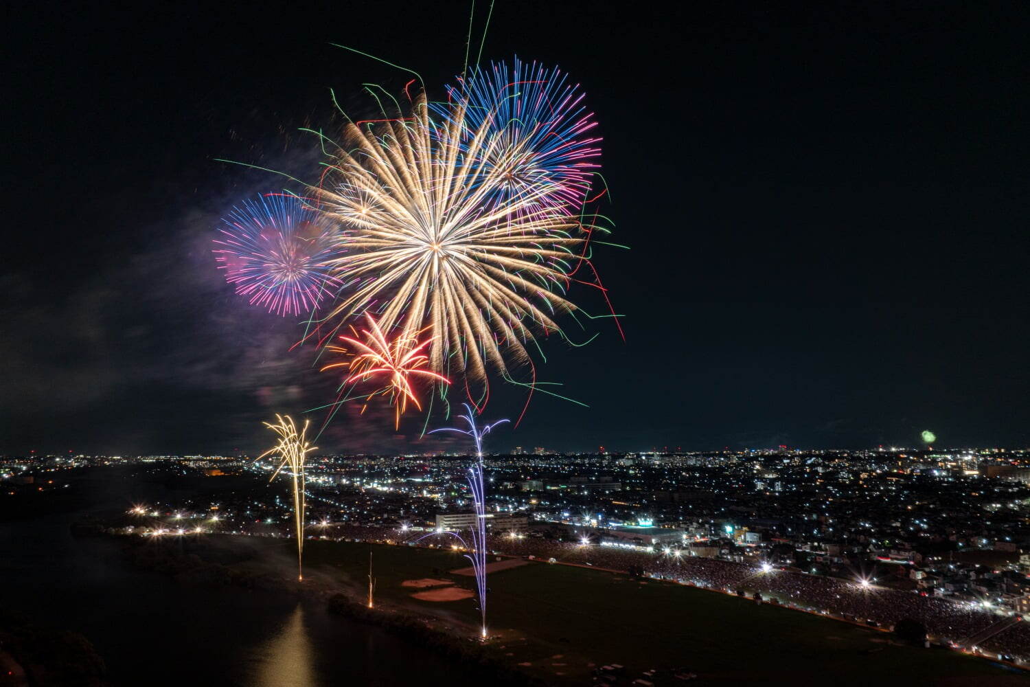 野外イベント｜千葉「松戸花火大会2025」古ケ崎河川敷スポーツ広場から間近で観覧できる10,000発の花火