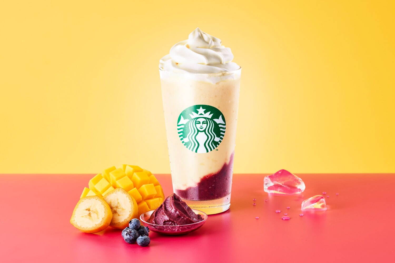 「My フルーツ3 フラペチーノ バナナマンゴー＆アサイーベリー」トールサイズのみ 持ち帰り 756円、店内利用 770円
