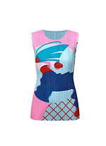 プリーツ プリーズ イッセイ ミヤケの服をまとった女性をカラフルに描いたタンクトップ＆ワンピース｜写真6