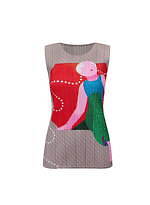 プリーツ プリーズ イッセイ ミヤケの服をまとった女性をカラフルに描いたタンクトップ＆ワンピース｜写真10