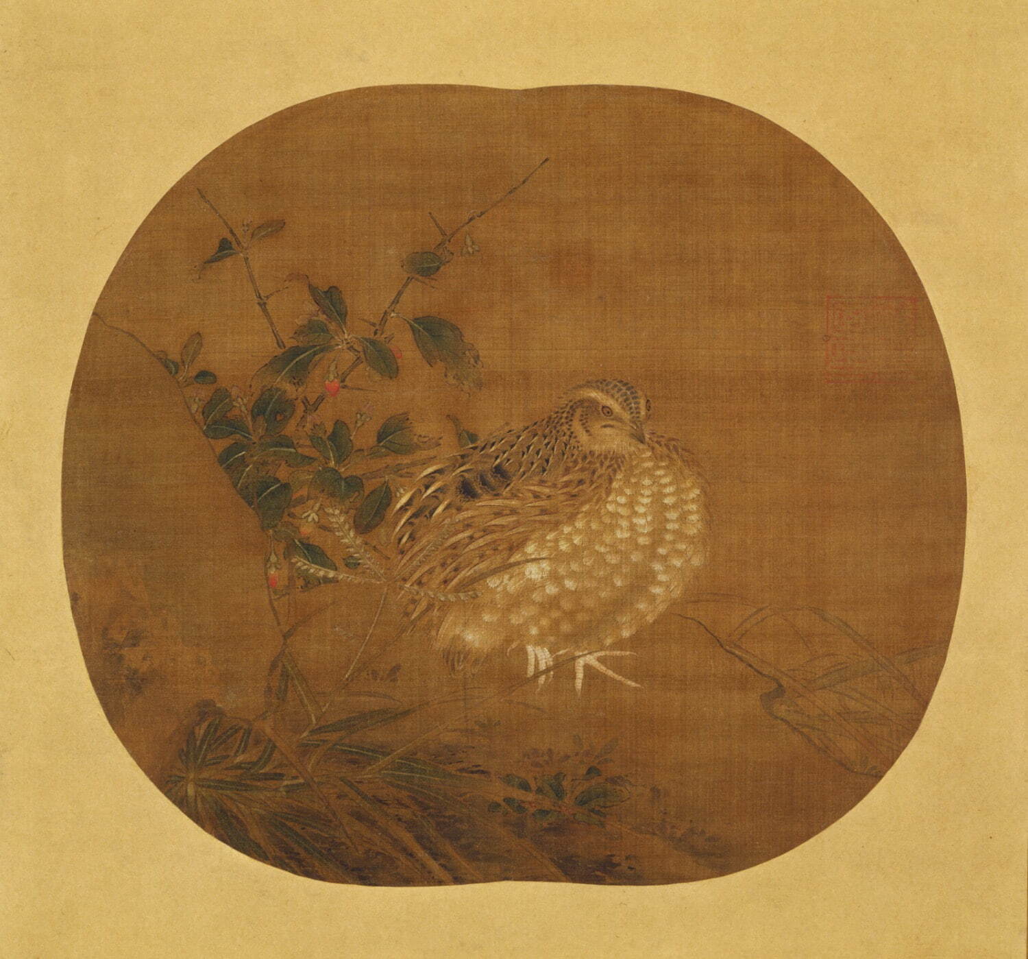 国宝 伝 李安忠筆 《鶉図》 中国・南宋時代 12〜13世紀 根津美術館蔵