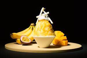 ジェラート ピケ カフェ×ジョエル・ロブション、トロピカルソースと濃厚キャラメルバナナソースのかき氷
