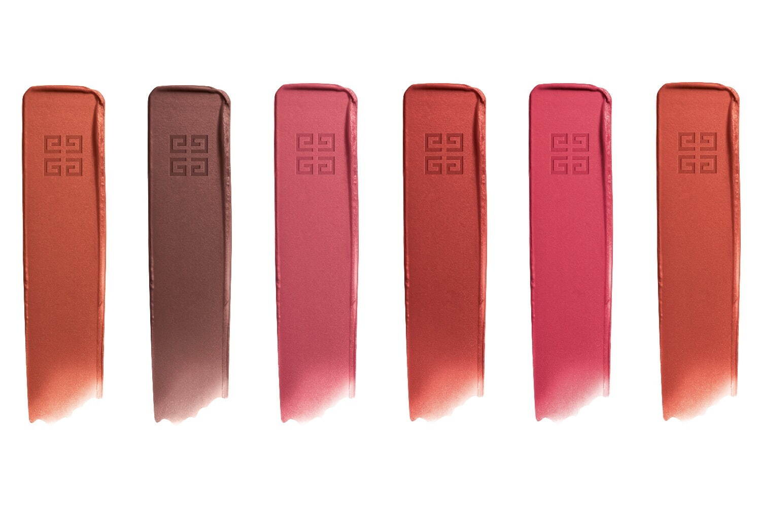 左から)「ルージュ・ジバンシイ・ベルベット・マット」2.3g N07,N08,P09,P10,P227,R12 各5,940円＜新製品＞