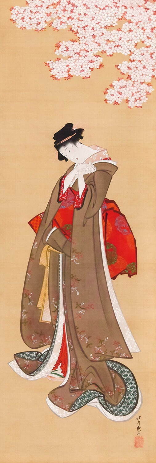 葛飾北斎 《桜下美人図》 個人蔵 ［通期展示］