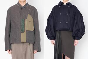 カラー“裏返し”デザインのアシンメトリーブルゾン＆ウールのボリューム袖アウター
