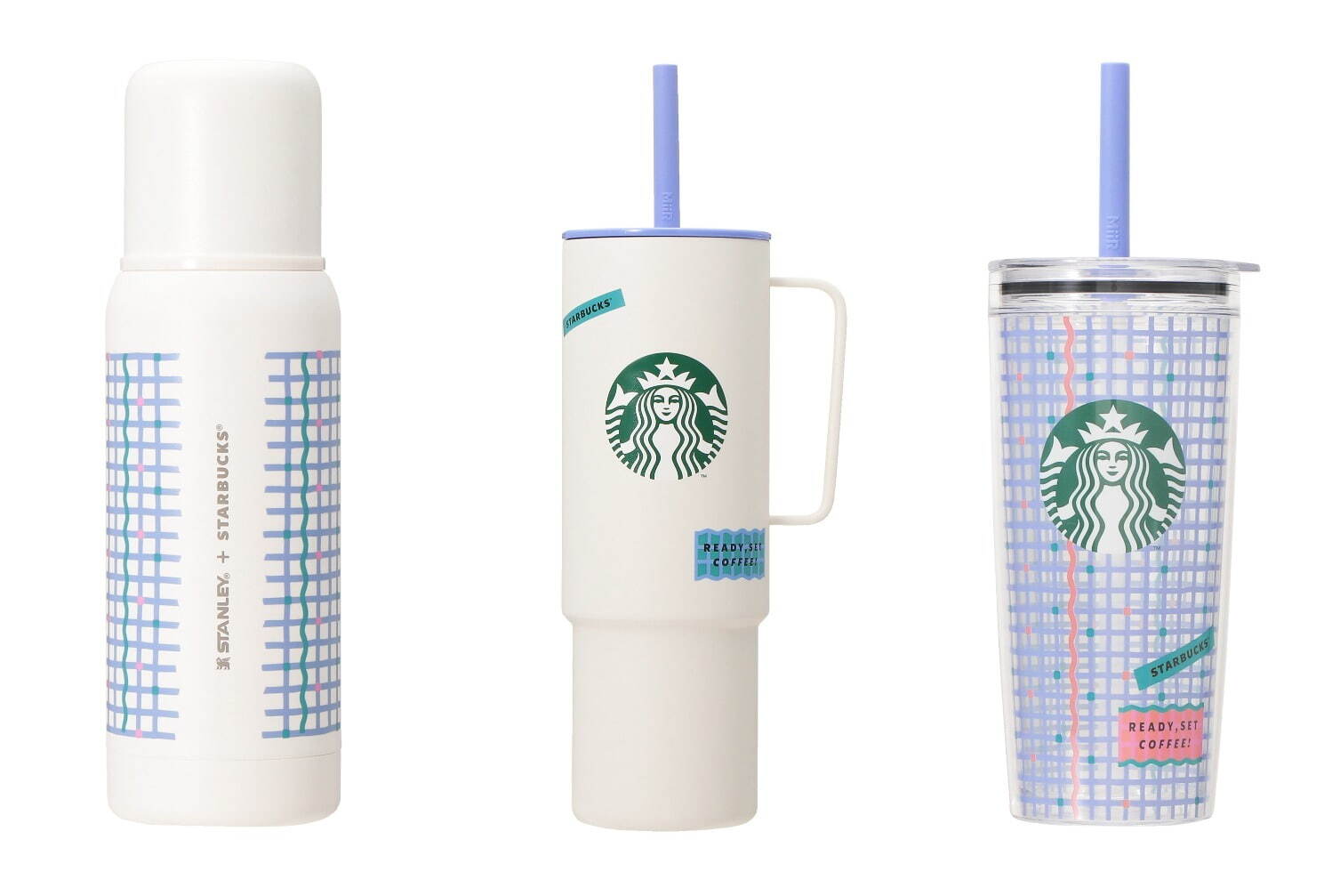 スターバックスの夏グッズ第3弾 - ブルーチェック柄タンブラーや