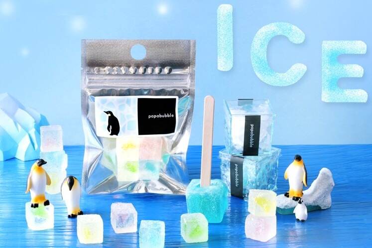 ロリポップキャンディー｜パパブブレ「ひんやり氷シリーズ」“まるで食べる流氷”シャリふわキャンディ＆氷グミロリポップ
