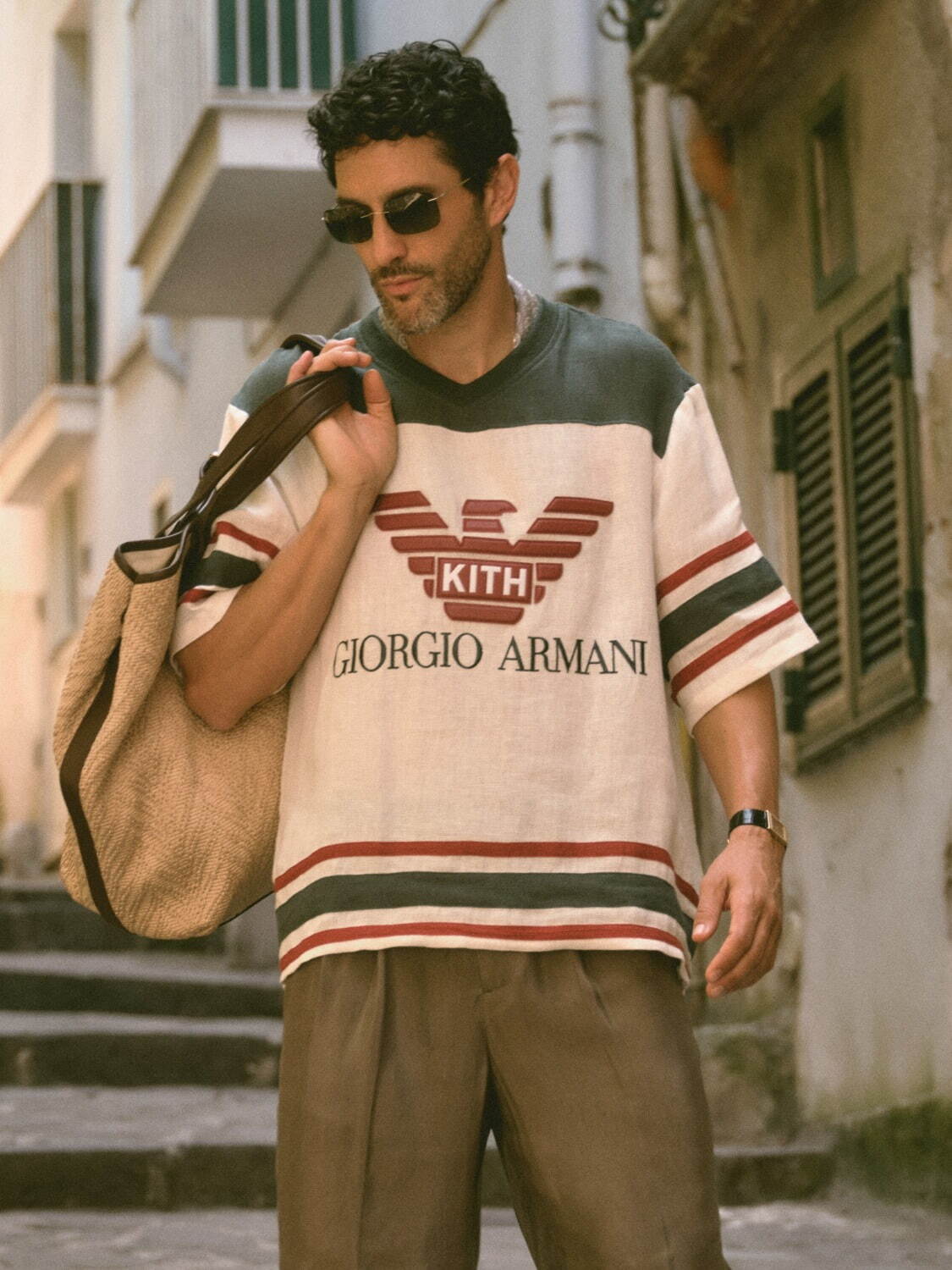 ジョルジオ アルマーニ×Kith“モノグラム柄”セットアップ＆ラフィア編み込みバッグ、表参道店限定で｜写真4