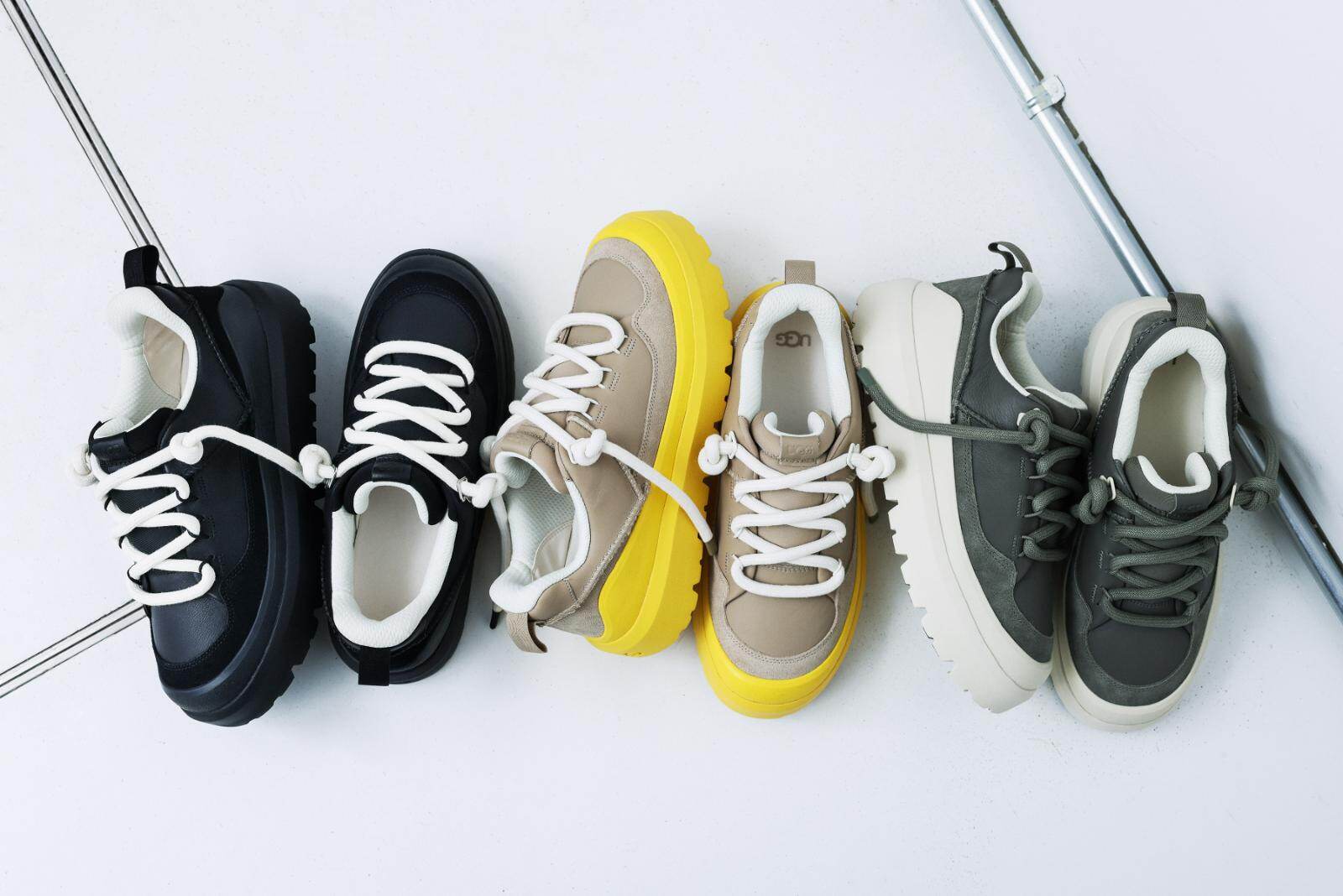 SALE【人気×ボリューム感♪】全2色☆UGG 厚底 シューズ UGG“ロープ風”シューレースの厚底スニーカー&ぽってりソールの