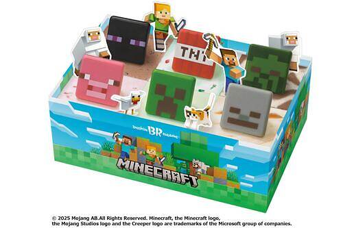 サーティワン×「マインクラフト」四角アイスクリームケーキ、クリーバーなどキャラクターのチョコをオン