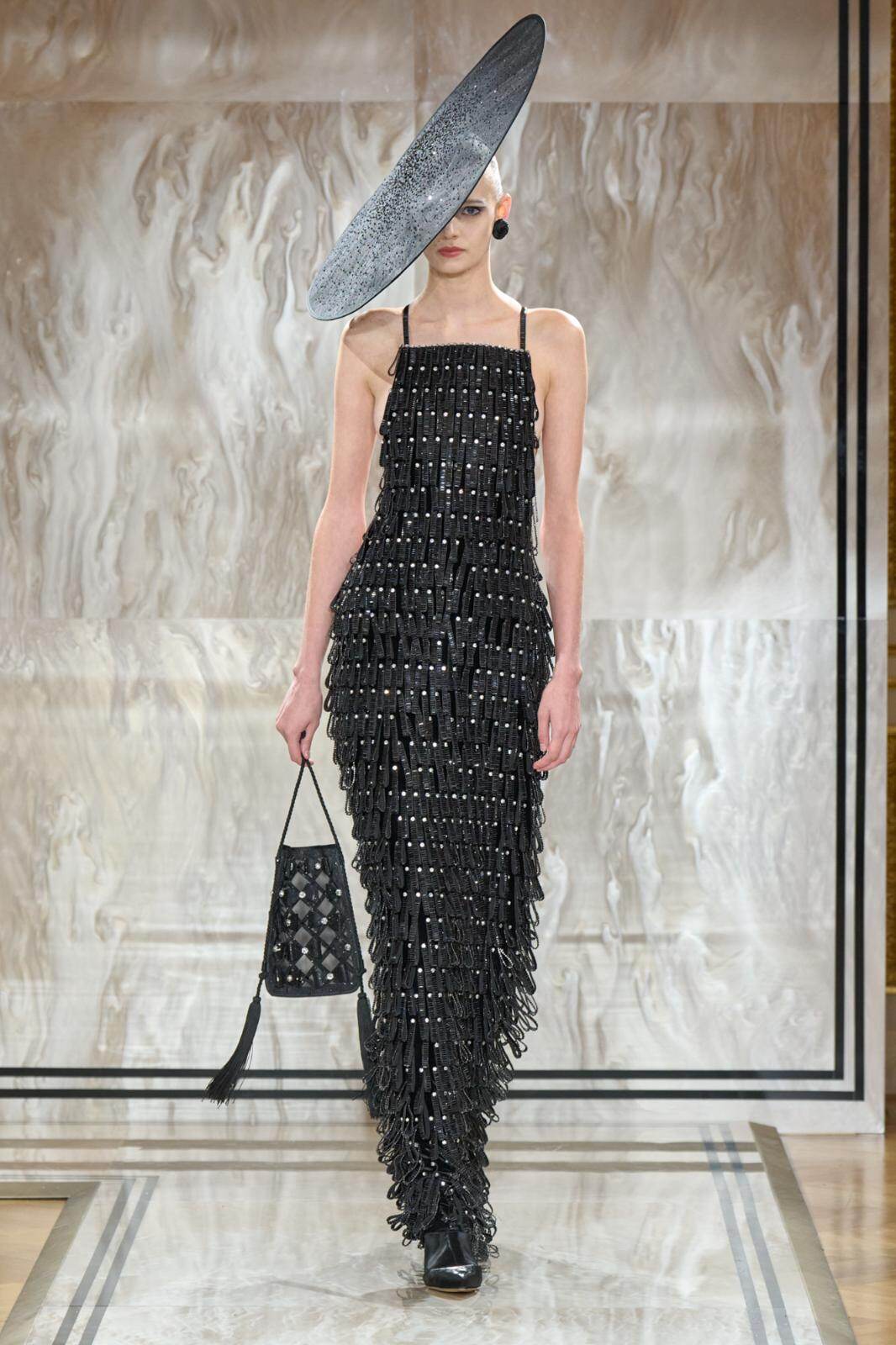 ジョルジオアルマーニ Giorgio Armani Dress Giorgio Armani Plisse Jersey Gown with Beaded Hip Detail