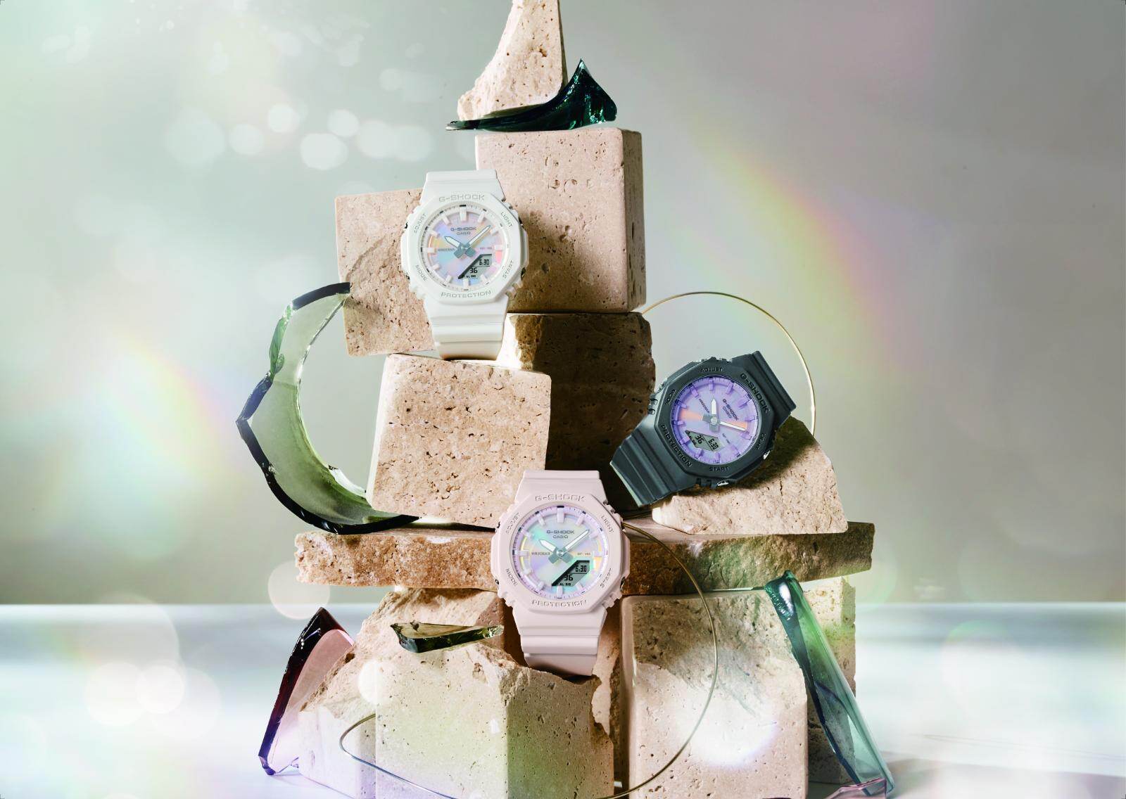 G-SHOCK“ダイヤル煌めく”腕時計、マットピンクやブラックの八角形ベゼルで｜写真1