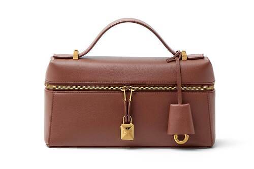 ロロ・ピアーナ”ボックス型”バッグ、ロゴ入りパドロック＆レザーキーフォブ付き