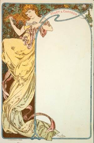 アルフォンス・ミュシャ 《モエ・エ・シャンドン：絵葉書》 1900年 リトグラフ、紙 堺 アルフォンス・ミュシャ館(堺市)蔵