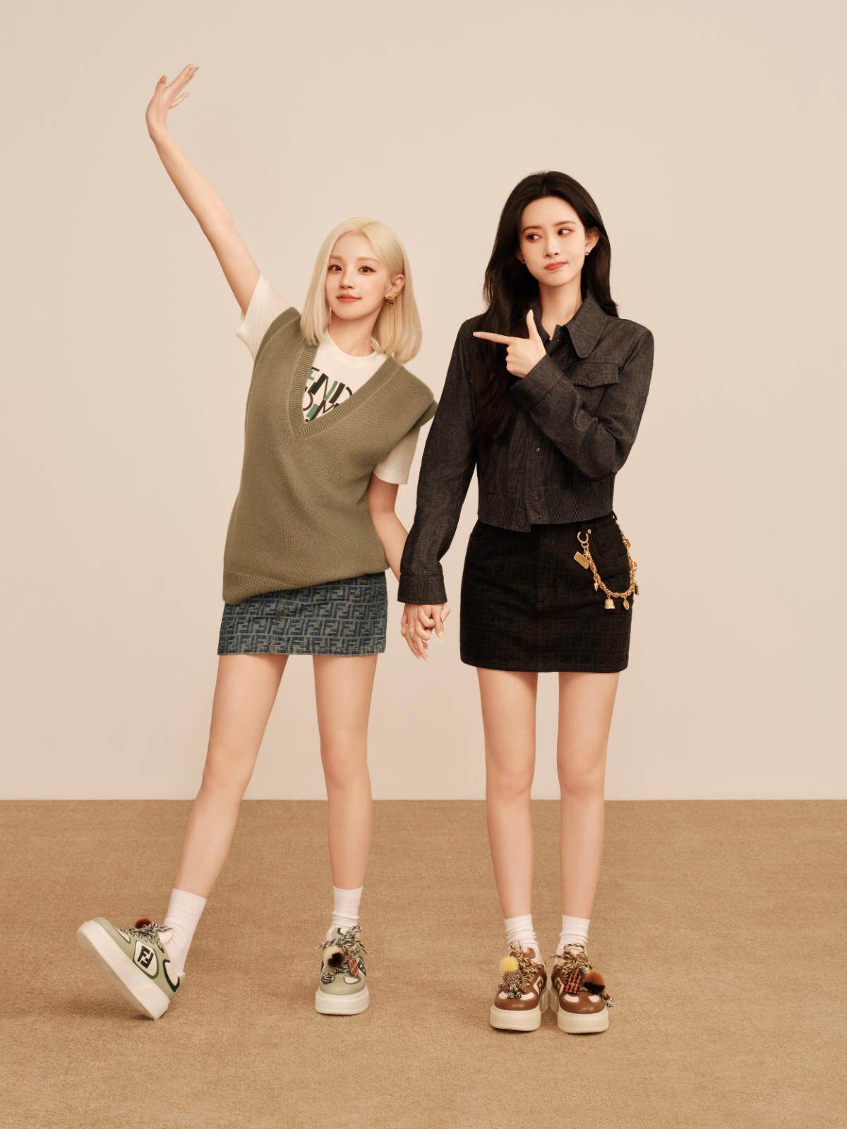 【FENDI】レディース☆FF マッチ デニム 厚底スニーカー 全2色 フェンディの厚底スニーカー「フェンディ マッチ」ふんわり人形