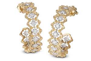 ブチェラッティ”アートのような”フープイヤリング、ダイヤモンド輝く幾何学モチーフ