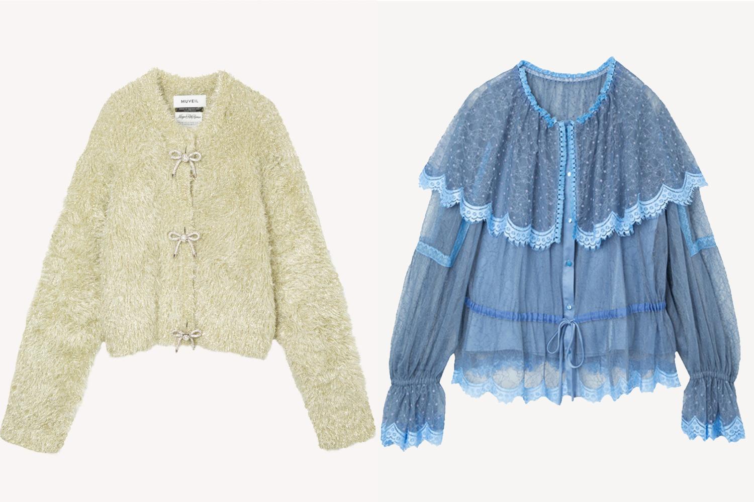 ミュベール MUVEIL オーガンジー ジップカーディガン 花装飾 フラワー刺繍カーディガン | MUVEIL Online Shop
