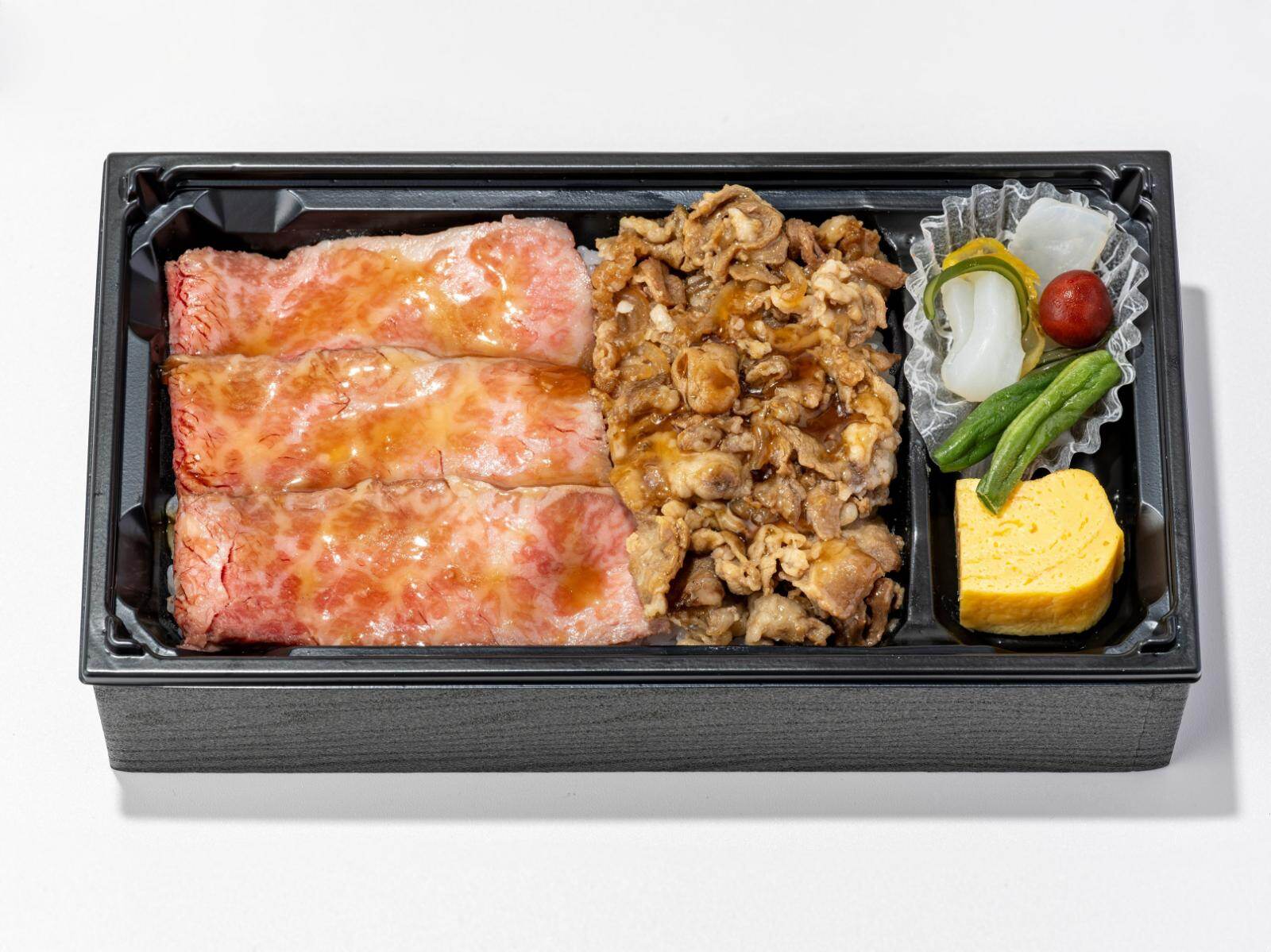 和牛の壱丁田「国産黒毛和牛と国産牛めし盛り合わせ弁当」1,512円