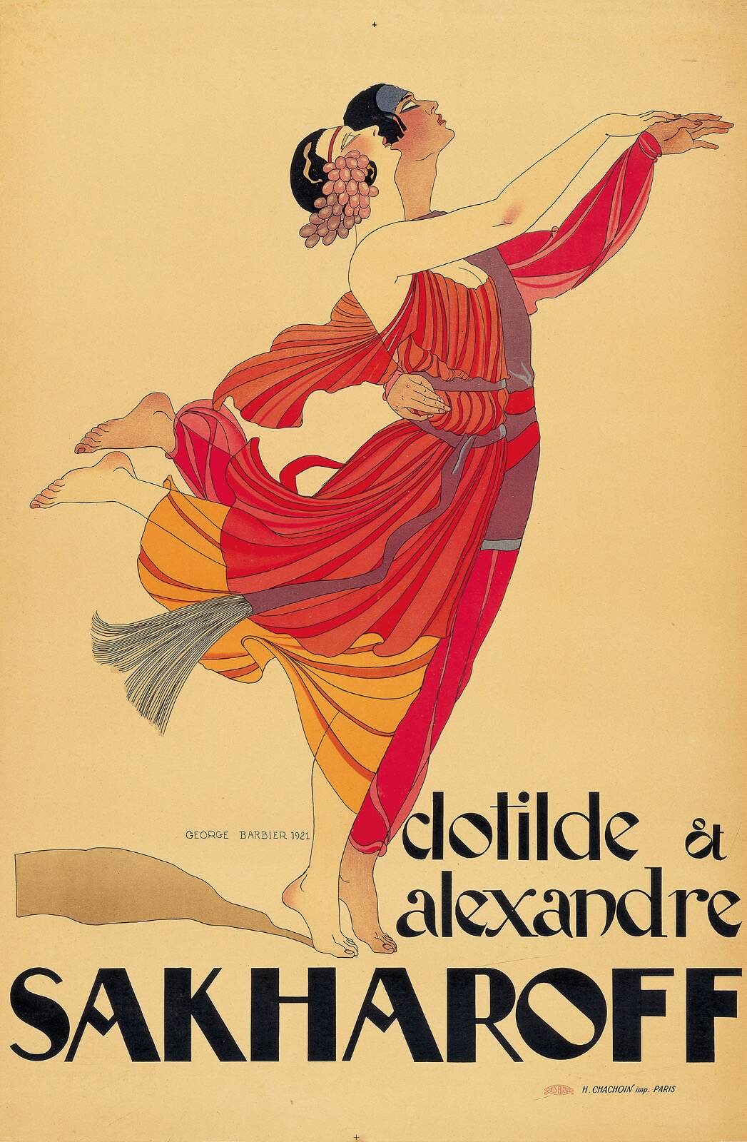 ジョルジュ・バルビエ 《クロチルド・サカロフとアレクサンドル・サカロフ》 1921年 サントリーポスターコレクション(大阪中之島美術館寄託)