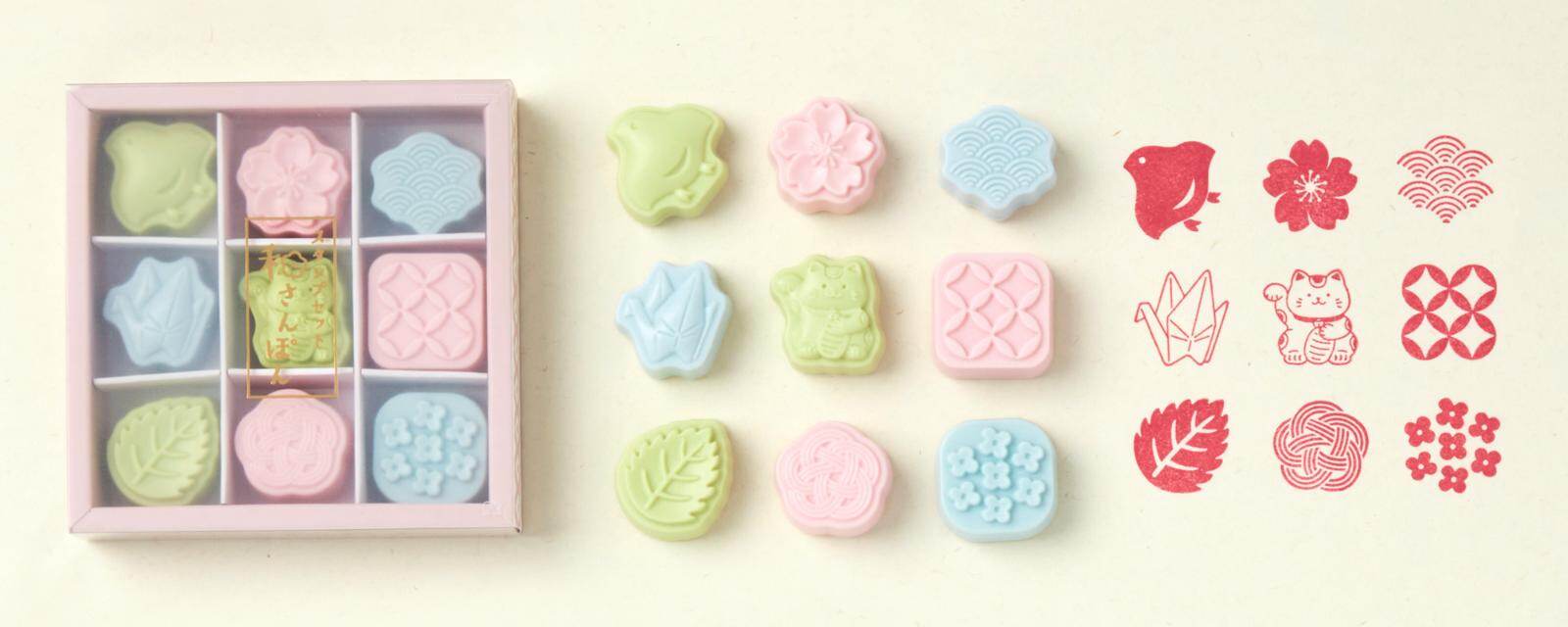 まるで和菓子なスタンプセット「和さんぽん」和柄＆動物モチーフで、サンスター文具から｜写真3
