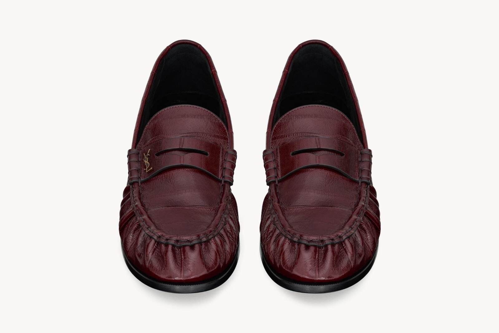 SAINT LAURENT ブラック ローファー　レザーモカシン SAINT LAURENT - 未使用 サンローラン パリ SAINT LAURENT PARIS