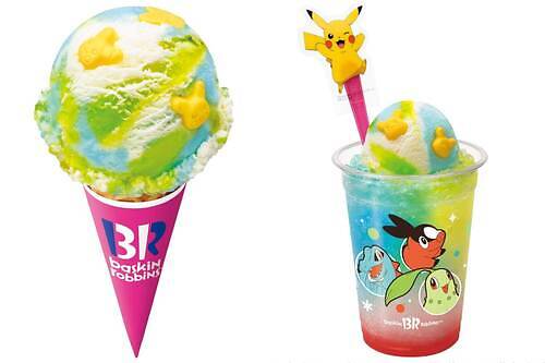 サーティワン×ポケモン、ソーダフロート風アイス「ピカチュウ トロピカソーダ」やパモのサンデーなど